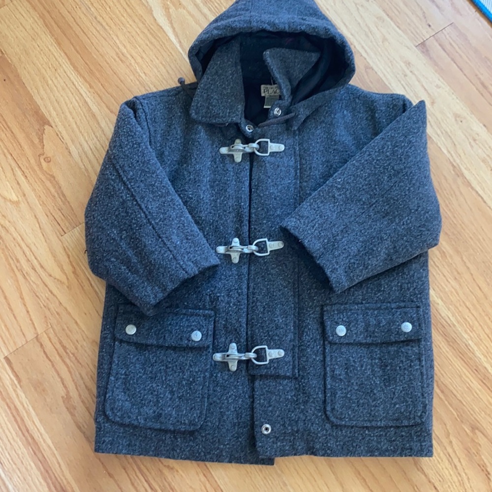 Wool Children’s Coat with detachable hood and toggle clouser